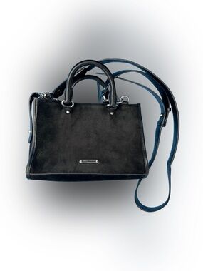 Rebecca Minkoff Black Suede & Leather Top-Handle Shoulder Bag